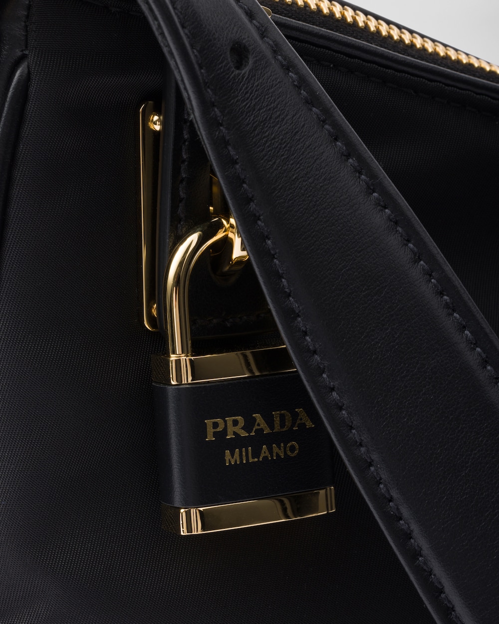 Prada Aim??e Large Re-Nylon and Leather Shoulder Bag With Padlock - Image 4