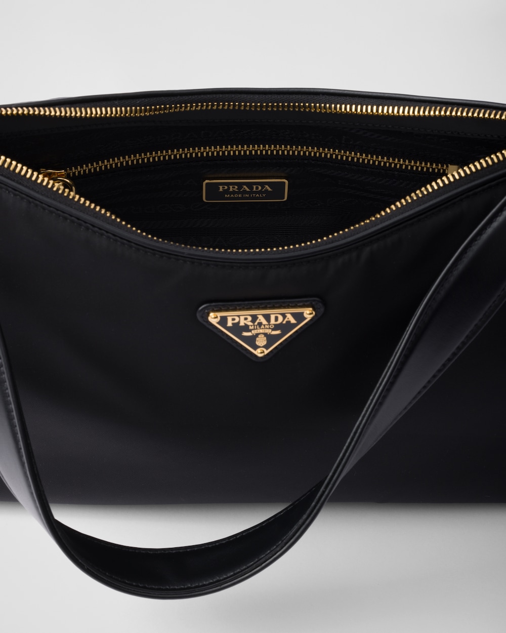 Prada Aim??e Large Re-Nylon and Leather Shoulder Bag With Padlock - Image 5