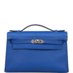 Hermes Kelly Pochette Bleu Royal Swift Palladium Hardware